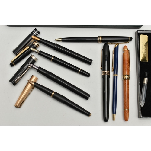 100 - A SELECTION OF PENS, to include a 'Montblanc Meisterstuck' fountain pen fitted with a 14k nib, with ... 