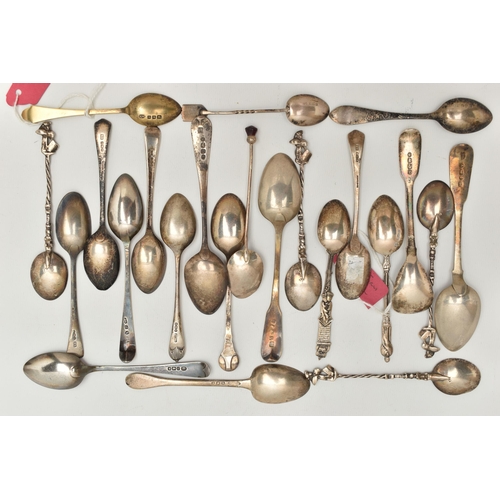 132 - A BAG OF ASSORTED SILVER TEASPOONS, all with a full silver hallmarks, various styles and patterns, a... 