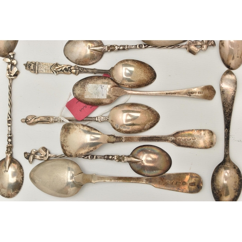 132 - A BAG OF ASSORTED SILVER TEASPOONS, all with a full silver hallmarks, various styles and patterns, a... 