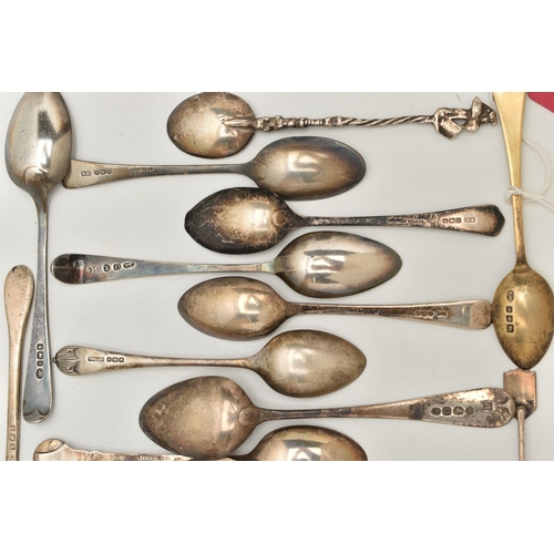 132 - A BAG OF ASSORTED SILVER TEASPOONS, all with a full silver hallmarks, various styles and patterns, a... 