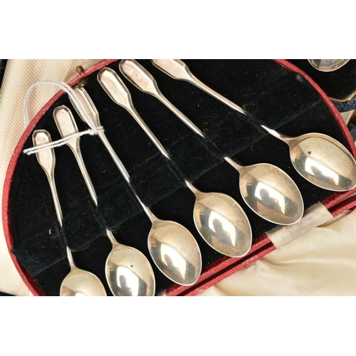 138 - THREE CASED SETS OF SILVER COFFEE SPOONS, comprising an Elizabeth II set in a semi-circular case, Bi... 