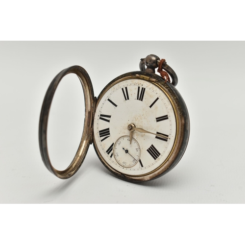 99 - A SILVER OPEN FACE POCKET WATCH, AF missing glass front, key wound, round white dial, Roman numerals... 