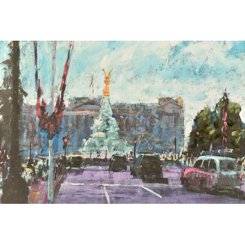 319 - TIMMY MALLETT (BRITISH CONTEMPORARY) 'CELEBRATING ON THE MALL', a signed limited edition box canvas ... 