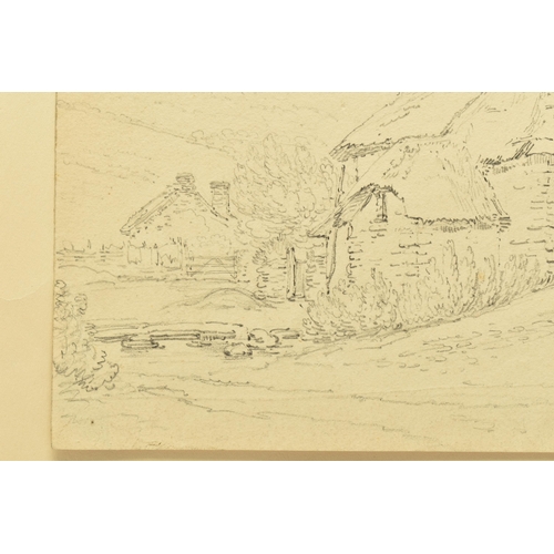 325 - CIRCLE OF HENRY ELDRIDGE (1769-1823) AN UNSIGNED PENCIL STUDY OF A WATERMILL, approximate size 17cm ... 