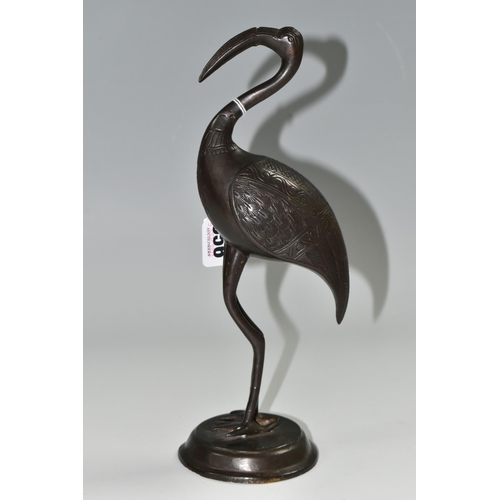 356 - A BRONZE FLAMINGO FIGURE, approx. height 27cm (1) (Condition Report: damage to beak and neck)