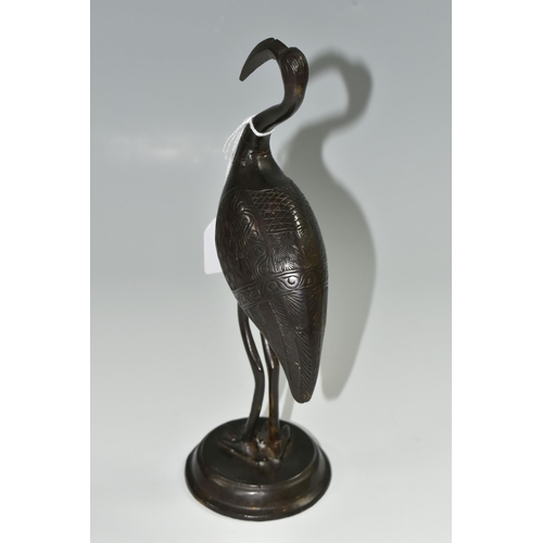 356 - A BRONZE FLAMINGO FIGURE, approx. height 27cm (1) (Condition Report: damage to beak and neck)