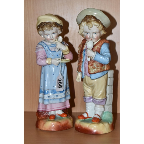 366 - TWO CONTINENTAL PORCELAIN FIGURES OF CHILDREN, probably late nineteenth century German figures of a ... 