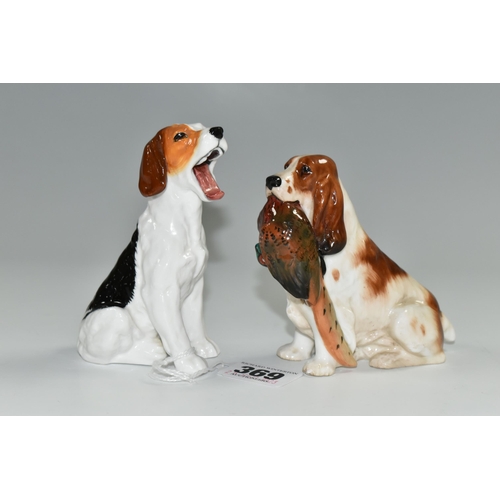 369 - TWO ROYAL DOULTON FIGURES OF DOGS, comprising Cocker Spaniel with Pheasant HN1029, and Character Dog... 