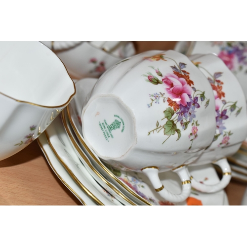 387 - A QUANTITY OF ROYAL CROWN DERBY 'DERBY POSIES' PATTERN TEA WARES, ETC, comprising, two bread and but... 