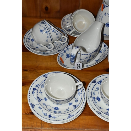 393 - MASON'S DENMARK PATTERN DINNERWARE, comprising a teapot, milk jug, sugar bowl, six dinner plates, si... 