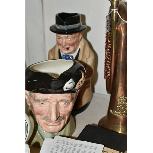 399 - MILITARY INTEREST: CERAMICS, BUGLE AND REPRODUCED EPHEMERA RELATING TO THE TWO WORLD WARS, comprisin... 