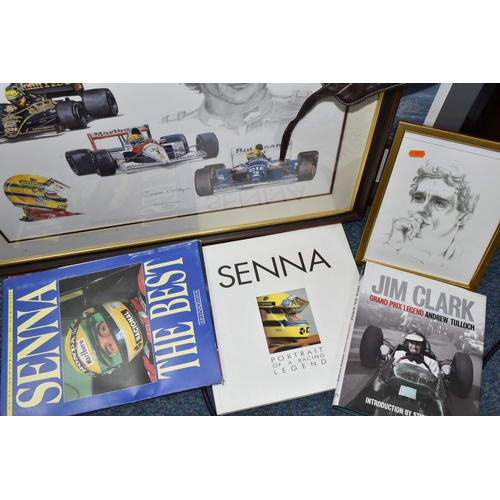 405 - A BOX AND LOOSE FORMULA ONE MOTOR RACING THEMED ITEMS, to include a Nice Man Sports Ferrari jacket, ... 