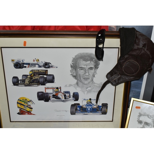 405 - A BOX AND LOOSE FORMULA ONE MOTOR RACING THEMED ITEMS, to include a Nice Man Sports Ferrari jacket, ... 