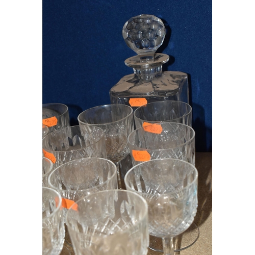 413 - A SUITE OF THOMAS WEBB CUT CRYSTAL 'NORMANDY' PATTERN GLASSES AND DECANTERS, comprising a red wine d... 