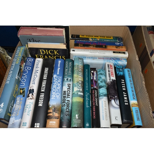 418 - SIX BOXES OF BOOKS containing approximately 180 miscellaneous titles in hardback and paperback forma... 