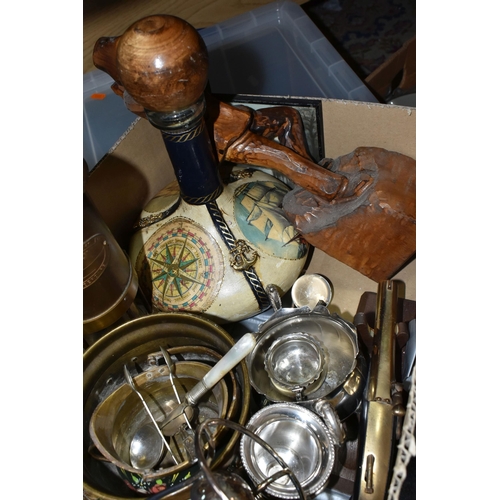 447 - A SMALL QUANTITY OF ASSORTED ITEMS, to include two miners safety lamps, a Thomas & Williams example ... 