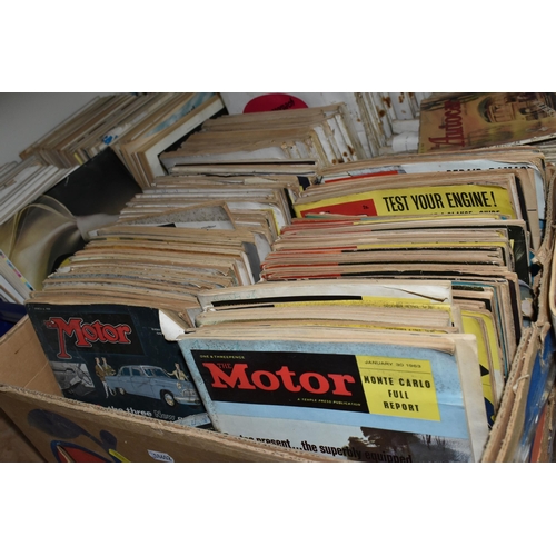 450 - FIVE BOXES OF MAGAZINES containing a miscellaneous collection of mid 20th century Motoring Magazines... 