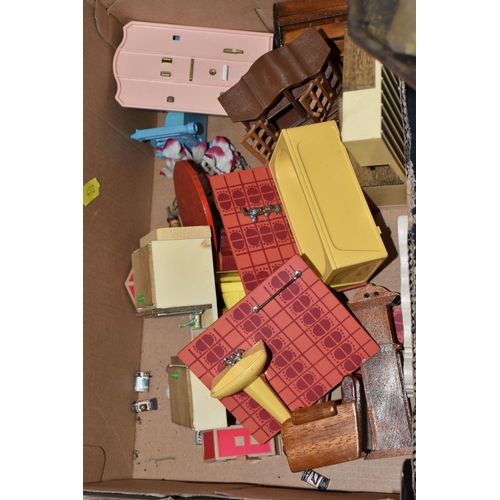 452 - A MID-CENTURY DOLL'S HOUSE, METALWARE AND SUNDRIES, to include, a 1960's Gee Bee Toys doll's house, ... 