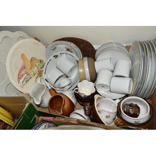 453 - SIX BOXES OF CERAMICS, DINNERWARE AND TEAWARE, to include a wedgwood 'Waverly' pattern coffee set, b... 