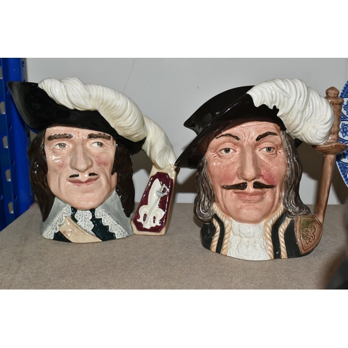 473 - FIVE ROYAL DOULTON CHARACTER JUGS AND TWO TOBY JUGS, comprising a 'Honest Measure' (large crack and ... 