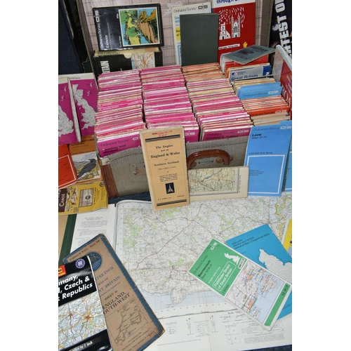 482 - One Suitcase containing approximately 190 MAPS & GUIDES of regions, towns and cities in the UK, a la... 