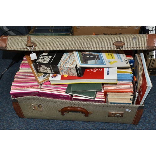 482 - One Suitcase containing approximately 190 MAPS & GUIDES of regions, towns and cities in the UK, a la... 