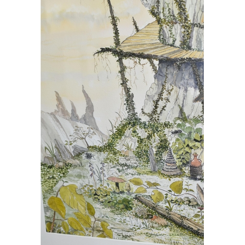 492 - DAVID AUSTIN (CONTEMPORARY) 'AND NO SPITTING!', a fantasy scene depicting a Peddler conducting a tra... 