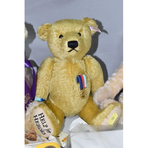 503 - THREE STEIFF COLLECTORS TEDDY BEARS, comprising 'Help For Heroes' bear, with certificate, 'Diamond J... 