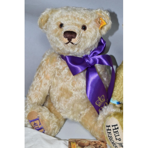 503 - THREE STEIFF COLLECTORS TEDDY BEARS, comprising 'Help For Heroes' bear, with certificate, 'Diamond J... 