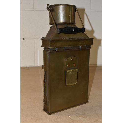 514 - AN EARLY 20TH CENTURY BRASS SHIP'S CABIN LANTERN  BY ELI. GRIFFITHS & SONS BIRMINGHAM 1912, stamped ... 