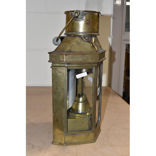 515 - AN EARLY 20TH CENTURY BRASS BULKHEAD LAMP BY ELI. GRIFFITHS & SONS BIRMINGHAM 1912, stamped E.G. & S... 