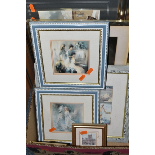 341 - A SMALL QUANTITY OF DECORATIVE PICTURES, to include print reproductions of 19th / 20th century paint... 