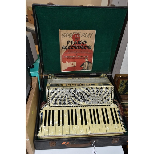 530 - A SIGNORA BOSELLI ITALIA Piano Accordion in a case with a 'How To Play the Piano Accordeon' book by ... 