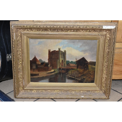 538 - THREE LATE 19TH CENTURY UNSIGNED OIL PAINTINGS, comprising a post-harvest landscape scene, oil on bo... 