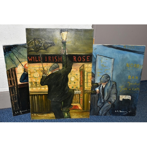 550 - ANTONIO RAFFAELE MERCURI (ITALY 1939) THREE NOSTALGIC VIEWS OF BRITISH PUB LIFE, comprising 'Wild Ir... 