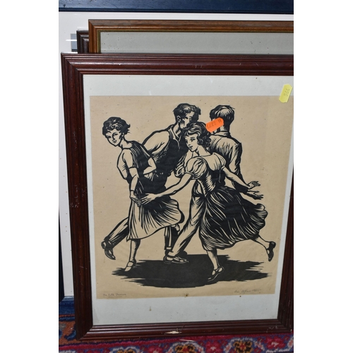 564 - A SMALL QUANTITY OF PAINTINGS AND PRINTS ETC, comprising three modern Indian paintings on faux ivory... 