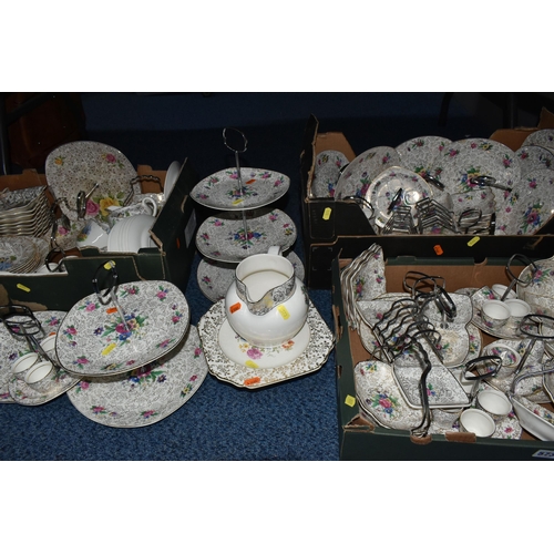 573 - THREE BOXES OF MIDWINTER BREAKFAST AND TABLEWARE, to include 'Floral Chintz' pattern one, two and th... 