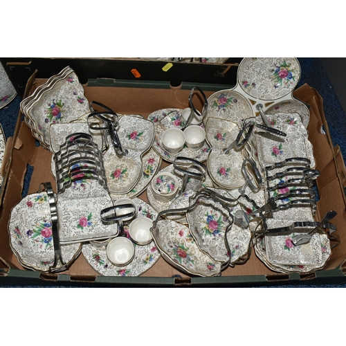 573 - THREE BOXES OF MIDWINTER BREAKFAST AND TABLEWARE, to include 'Floral Chintz' pattern one, two and th... 