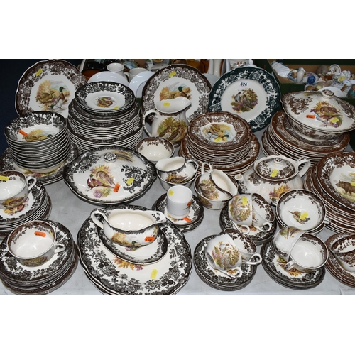 574 - A LARGE QUANTITY OF PALISSY (ROYAL WORCESTER) 'GAME SERIES' PATTERN DINNERWARE, to include covered t... 