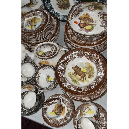 574 - A LARGE QUANTITY OF PALISSY (ROYAL WORCESTER) 'GAME SERIES' PATTERN DINNERWARE, to include covered t... 