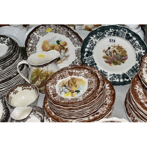 574 - A LARGE QUANTITY OF PALISSY (ROYAL WORCESTER) 'GAME SERIES' PATTERN DINNERWARE, to include covered t... 