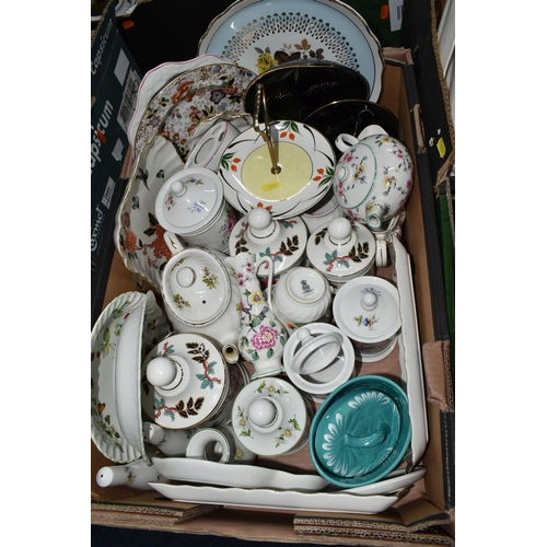 577 - THREE BOXES OF JAMES KENT TABLEWARE, to include 'Rose Bud', 'Daisies', 'Moonglow', 'Chintz'  and oth... 