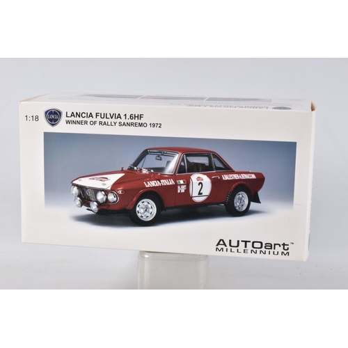 A BOXED AUTOART MILLENNIUM LANCIA FULVIA 1.6HF 1:18 SCALE MODE  