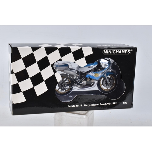 TWO BOXED MINICHAMPS 1:12 SCALE MODEL MOTORCYCLES, the first
