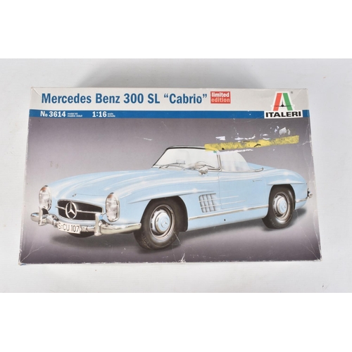 THREE BOXED UNBUILT MERCEDES BENZ CAR KITS, to include a Tamiya Mercedes  Benz 300SL, 1:24 scale, no.