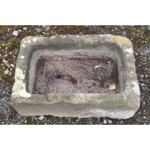 1008 - A RECTANGULAR SANDSTONE TROUGH, length 69cn x 46cm x height 30cm (condition report: one corner with ... 