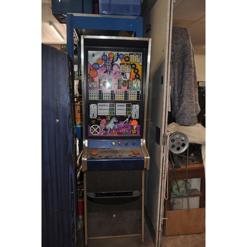 1051 - AN ACE COIN EQUIPMENT VINTAGE SLOT MACHINE with 'Warlord' graphics and mechanism, width 53cm x depth... 