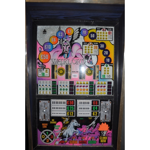 1051 - AN ACE COIN EQUIPMENT VINTAGE SLOT MACHINE with 'Warlord' graphics and mechanism, width 53cm x depth... 