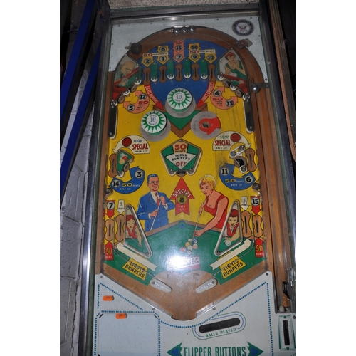 1053 - A GOTTLEIB FLIPPER SKILL GAME 'PIN BALL' MACHINE with 'Bank-a-ball' graphics in parts with separate ... 