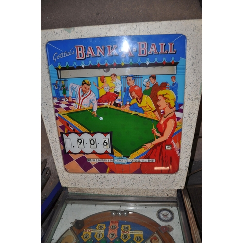 1053 - A GOTTLEIB FLIPPER SKILL GAME 'PIN BALL' MACHINE with 'Bank-a-ball' graphics in parts with separate ... 